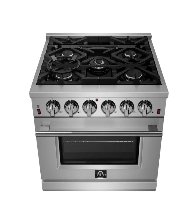 Forno Massimo 30-Inch Freestanding Gas Range, 4 Burners, True Convection Oven