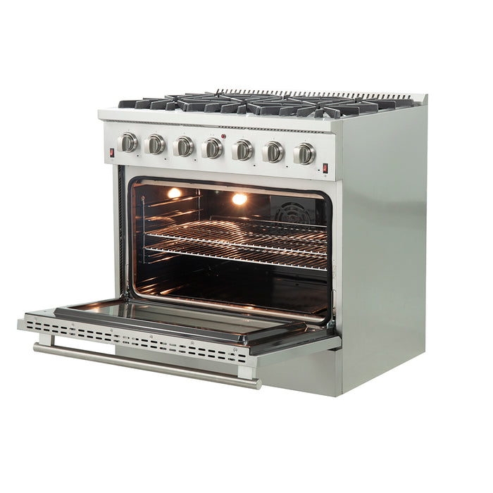 Forno Galiano 36-Inch Freestanding Gas Range, Stainless Steel, 6 Burners, Energy Efficient