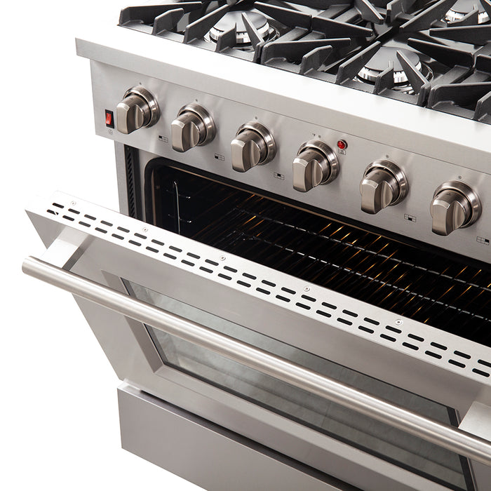 Forno Galiano 36-Inch Freestanding Gas Range, Stainless Steel, 6 Burners, Energy Efficient