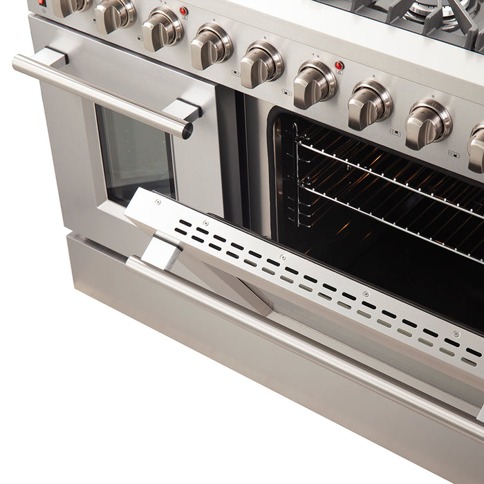 Forno Galiano 48-Inch Freestanding Gas Range, Stainless Steel, 8 Burners, 107,000 BTU, Griddle, Double Ovens, Energy Efficient