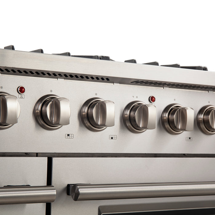 Forno Galiano 48-Inch Freestanding Gas Range, Stainless Steel, 8 Burners, 107,000 BTU, Griddle, Double Ovens, Energy Efficient