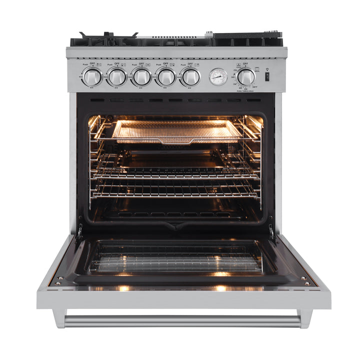 Forno Lazio 30-Inch Freestanding Gas Range, 4 Burners, Convection Oven, Energy Efficient