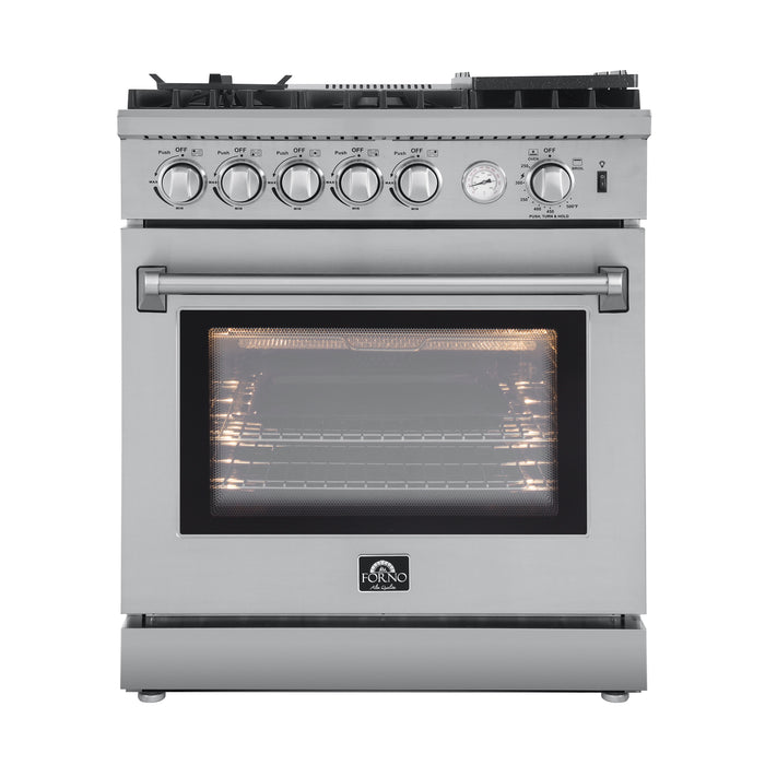 Forno Lazio 30-Inch Freestanding Gas Range, 4 Burners, Convection Oven, Energy Efficient