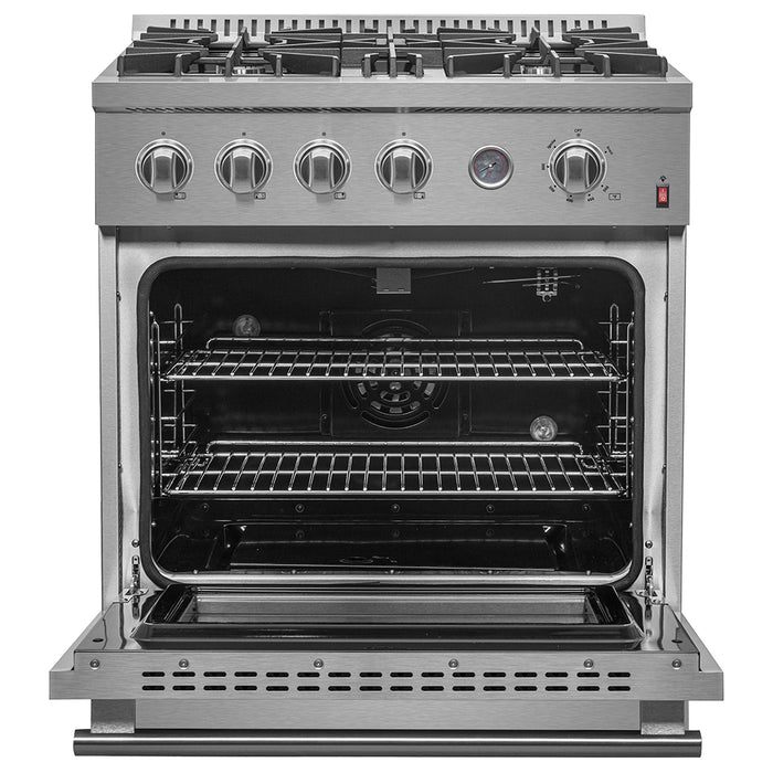 Marco 30-inch Gas Range Stainless Steel, 4 Burners 37,000 BTU, 4.32 cu.ft. Convection Oven