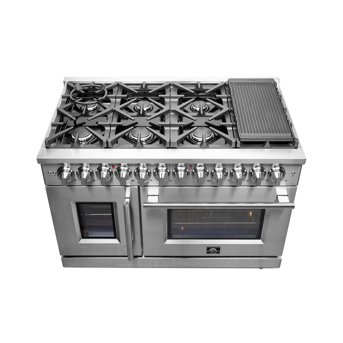 Forno Massimo 48-Inch Freestanding French Door Dual Fuel Range, 8 Burners, True Convection Oven