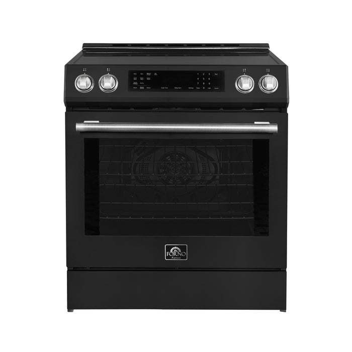 Forno Donatello Espresso 30-Inch Slide-In Black Induction Range, Convection Oven, 5 Cooking Zones, Touch Control Panel