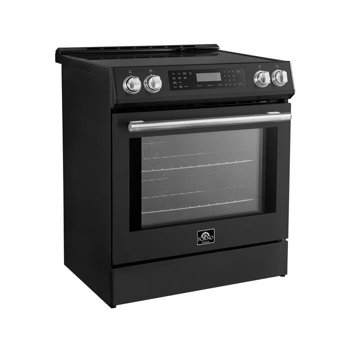 Forno Donatello Espresso 30-Inch Slide-In Black Induction Range, Convection Oven, 5 Cooking Zones, Touch Control Panel