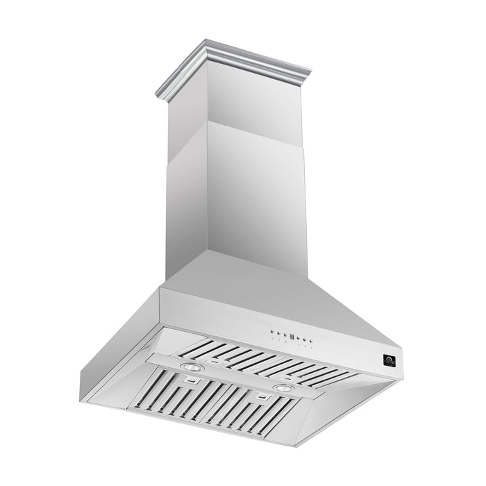 Forno Coppito 36-Inch Island Range Hood, Stainless Steel, LED Lighting, Adjustable Fan Speeds