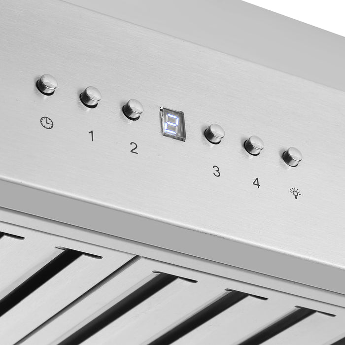 Forno Coppito 48-Inch Island Range Hood, Stainless Steel, LED Lighting, Adjustable Fan Speeds