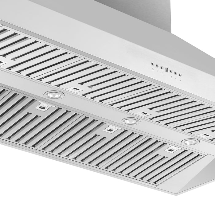 Forno Coppito 60-Inch Island Range Hood, Stainless Steel, LED Lighting, Adjustable Fan Speeds