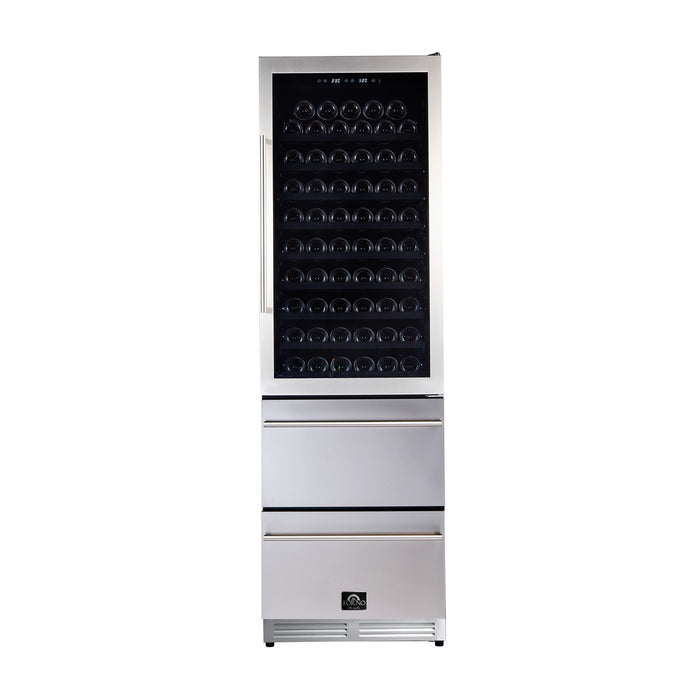 Forno Azienda 24-Inch Dual Temperature Zone Wine Cooler, Up to 108 Bottles, Two Refrigerated Drawers, Adjustable Temperature Zones, Energy Efficient