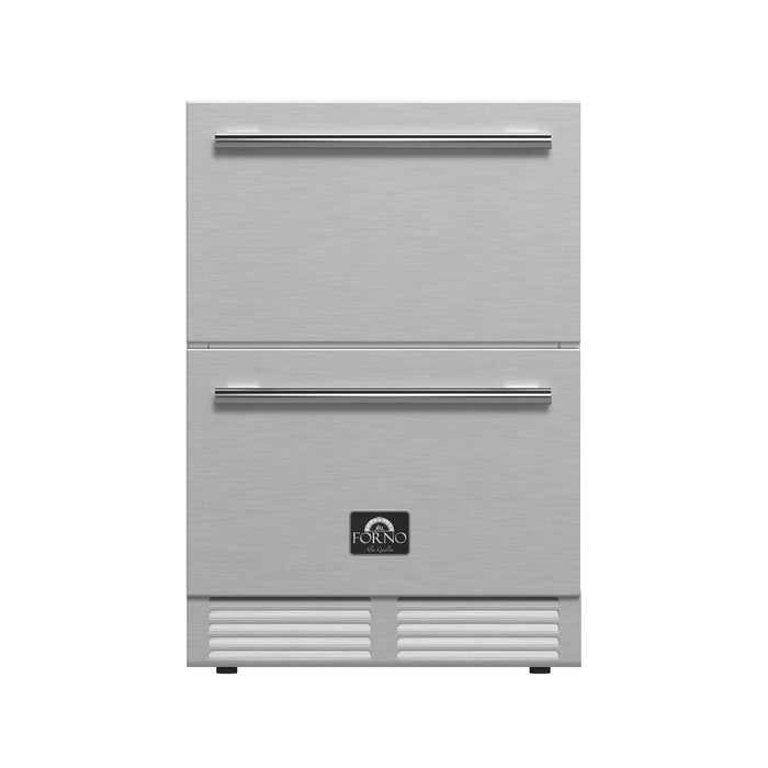 Forno Como 24-Inch Indoor Outdoor Drawer Refrigerator, 4.87 cu.ft, Stainless Steel Interior, Adjustable Shelves, LED Lighting