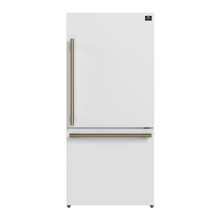 Forno Milano Espresso 31-Inch Bottom Freezer Refrigerator, White, 17.2 cu.ft Capacity, Energy Efficient