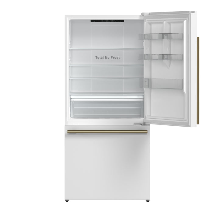 Forno Milano Espresso 31-Inch Bottom Freezer Refrigerator, White, 17.2 cu.ft Capacity, Energy Efficient