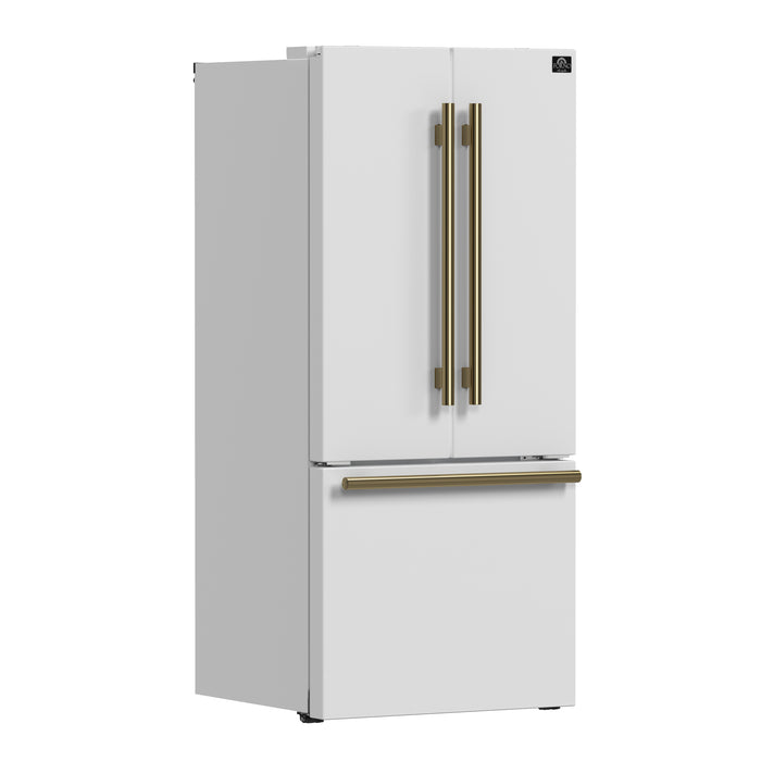 Forno Gallipoli Espresso 30-Inch White French Door Refrigerator, Bottom Freezer, 17.5 Cu. Ft., No Frost, Ice Maker