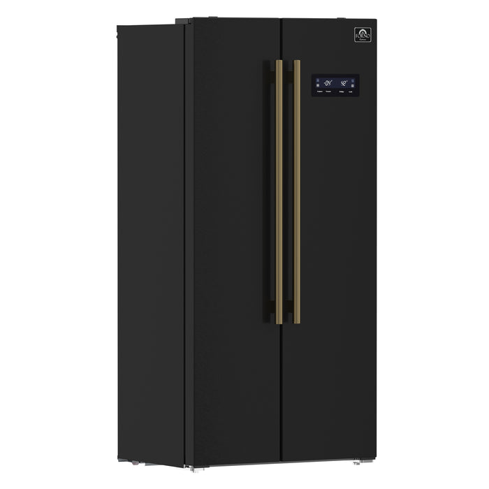 Forno Salerno Espresso 33-Inch Black Side-by-Side Refrigerator, 15.6 Cu. Ft., Energy-Efficient, No Frost, Modern Design