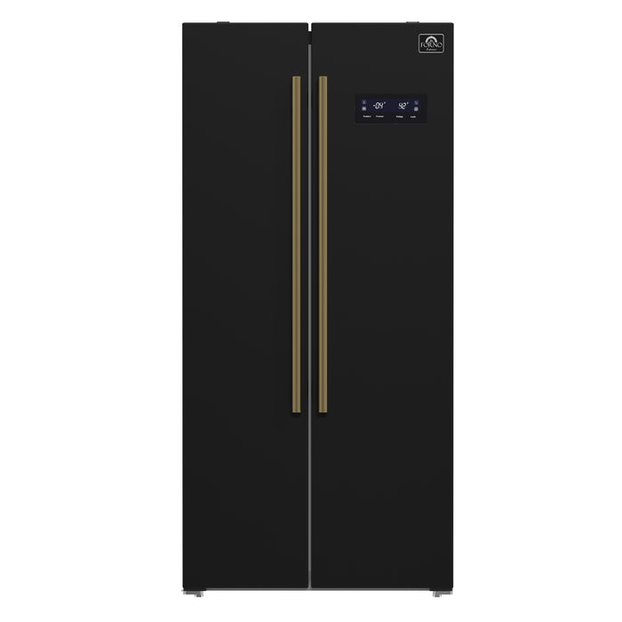 Forno Salerno Espresso 33-Inch Black Side-by-Side Refrigerator, 15.6 Cu. Ft., Energy-Efficient, No Frost, Modern Design