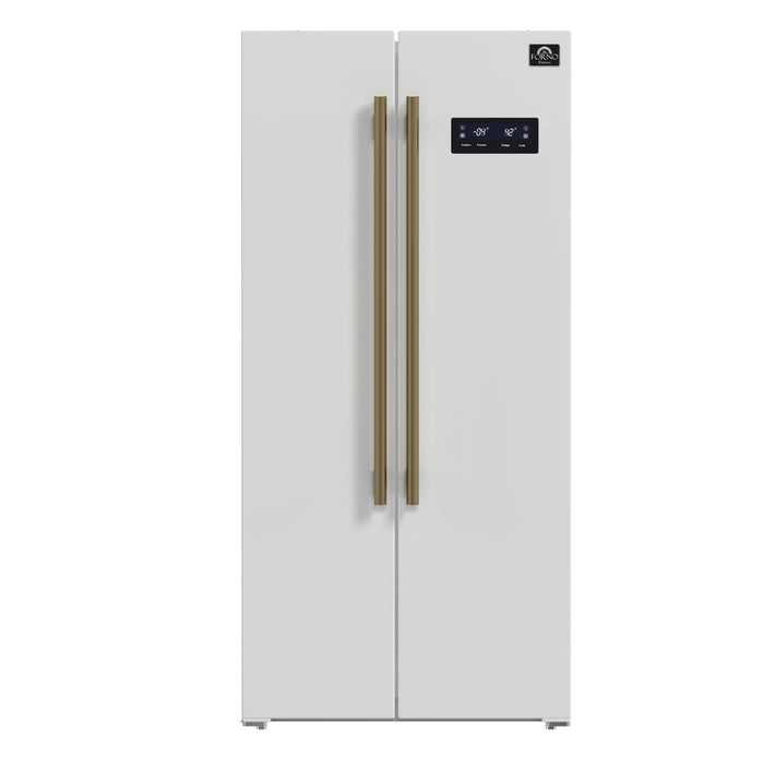 Forno Salerno Espresso 33-Inch White Side-by-Side Refrigerator, 15.6 Cu. Ft., Energy-Efficient, No Frost, Modern Design