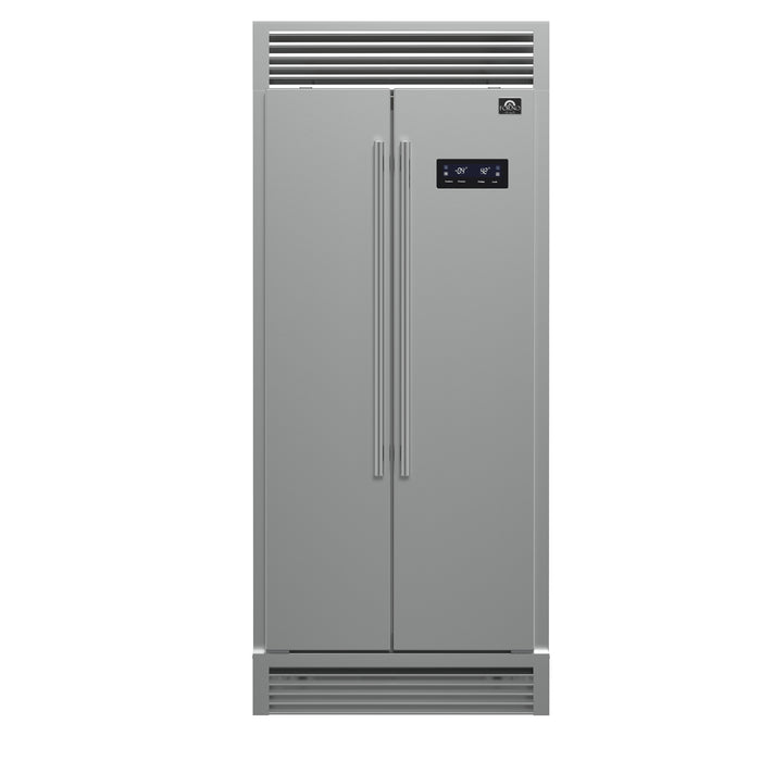 Forno Salerno 37-Inch Built-In Stainless Steel Refrigerator, 15.6 cu.ft, Decorative Grill, ENERGY STAR Certified