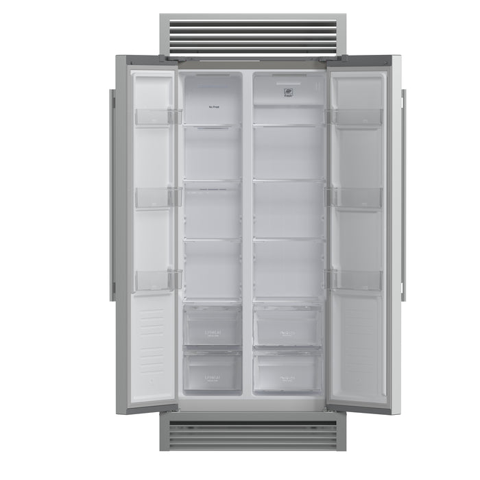 Forno Salerno 37-Inch Built-In Stainless Steel Refrigerator, 15.6 cu.ft, Decorative Grill, ENERGY STAR Certified