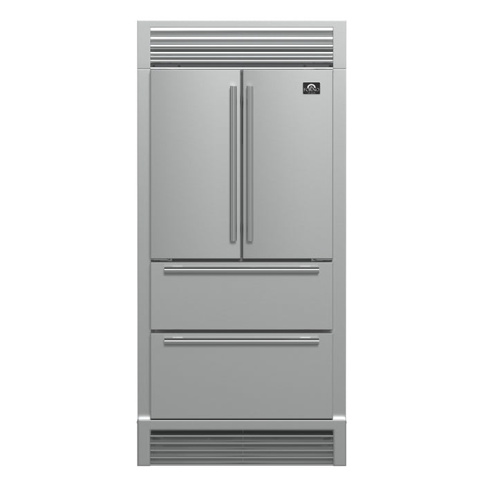 Forno Moena 40-Inch French Door Refrigerator, Stainless Steel, 19.2 cu.ft, Decorative Grill, ENERGY STAR Certified