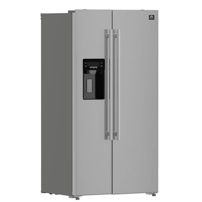 Forno Salerno 36-Inch Side-by-Side Stainless Steel Refrigerator, 20 cu.ft, ENERGY STAR Certified