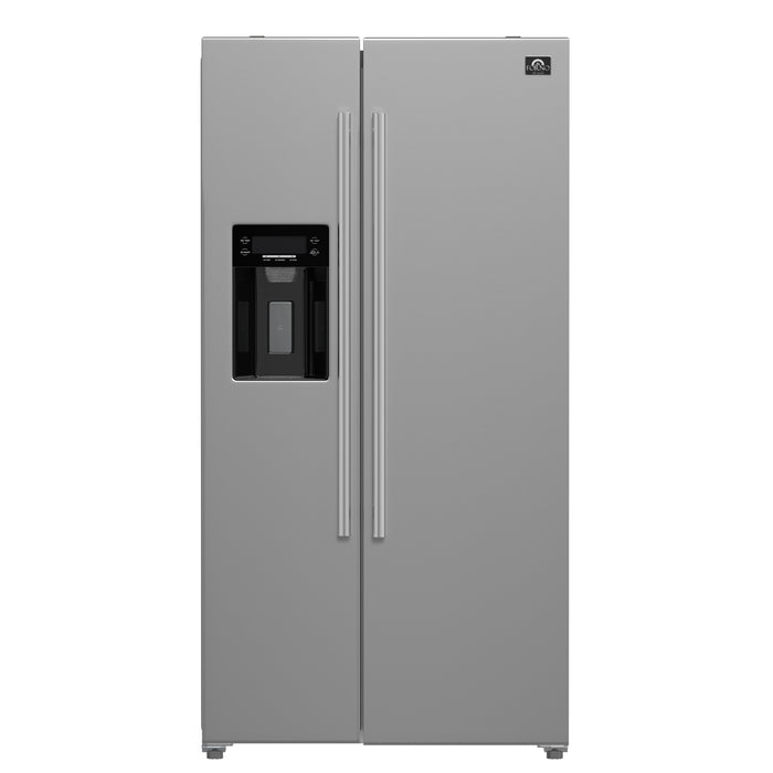 Forno Salerno 36-Inch Side-by-Side Stainless Steel Refrigerator, 20 cu.ft, ENERGY STAR Certified