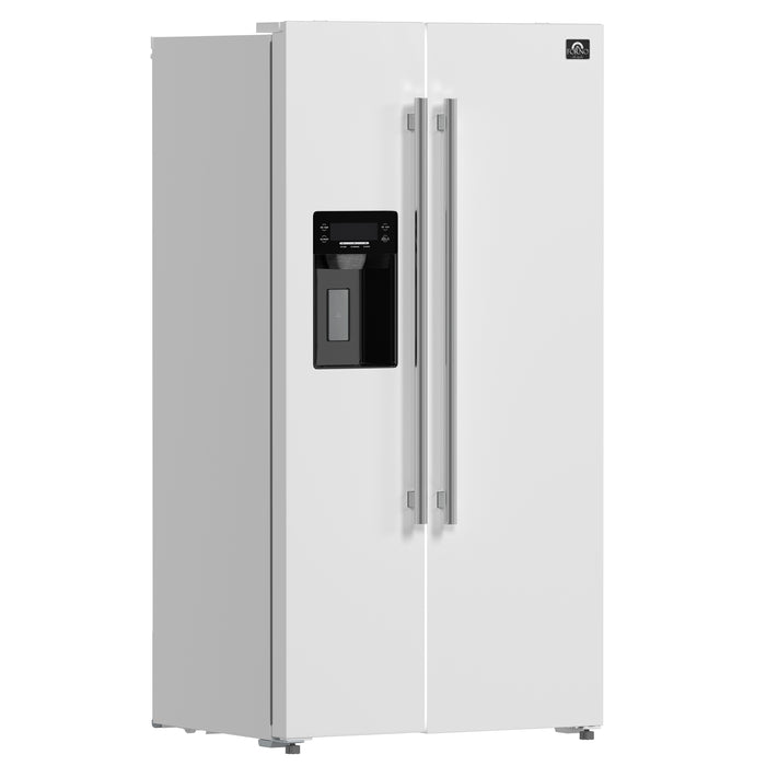 Forno Salerno Espresso 36-Inch White Side-by-Side Refrigerator, 20 Cu. Ft., Frost-Free, Ice & Water Dispenser, ENERGY STAR Certified