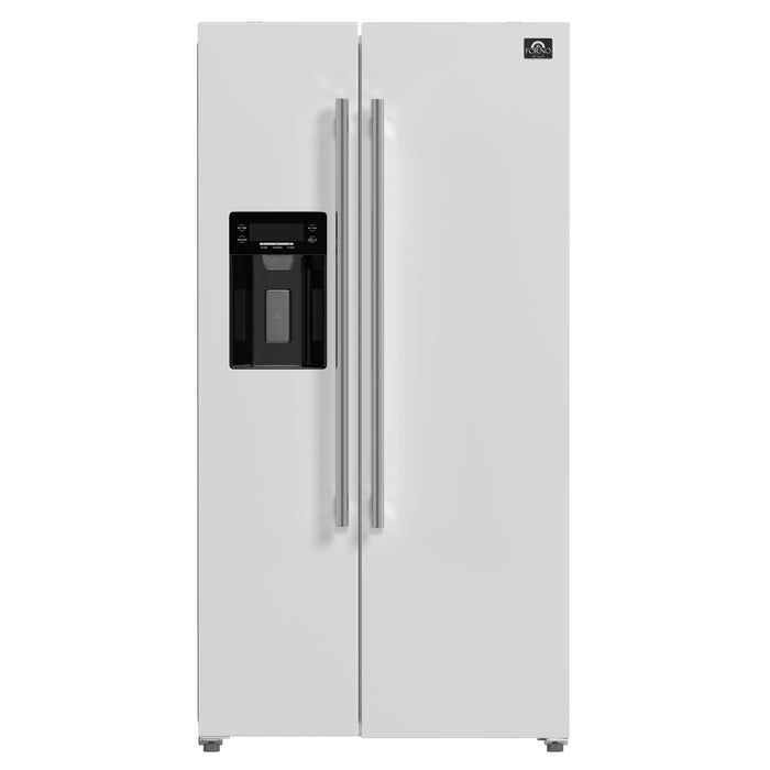 Forno Salerno Espresso 36-Inch White Side-by-Side Refrigerator, 20 Cu. Ft., Frost-Free, Ice & Water Dispenser, ENERGY STAR Certified