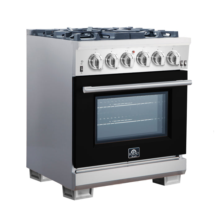 Forno Capriasca 30-Inch Freestanding Gas Range, 4 Burners, True Convection Oven