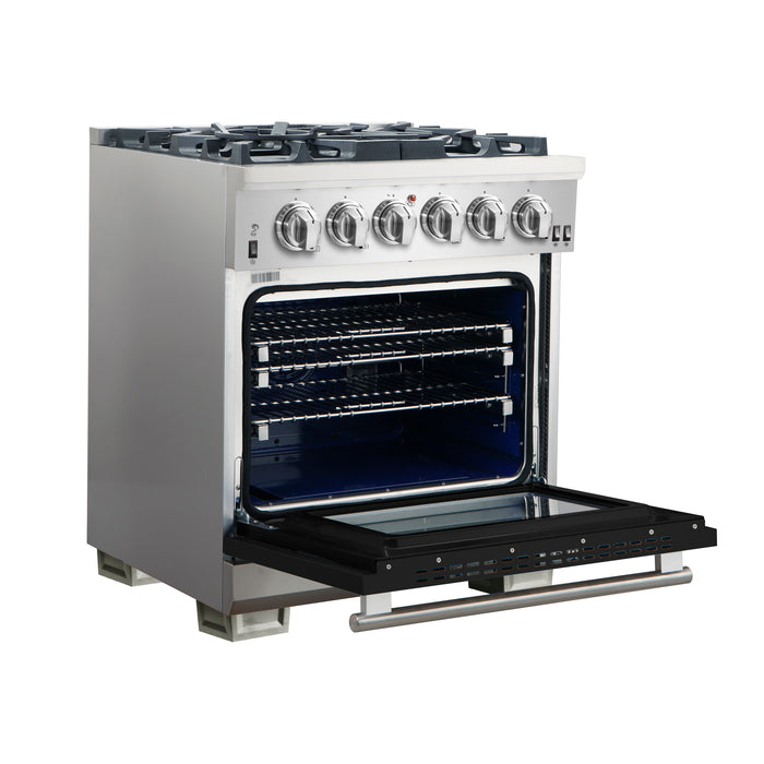 Forno Capriasca 30-Inch Freestanding Gas Range, 4 Burners, True Convection Oven