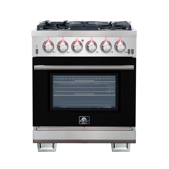 Forno Capriasca 30-Inch Freestanding Gas Range, 4 Burners, True Convection Oven