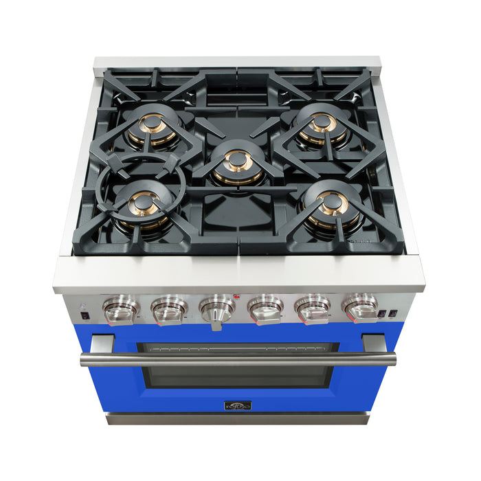 Forno Capriasca 30-Inch Freestanding Gas Range, 4 Burners, True Convection Oven