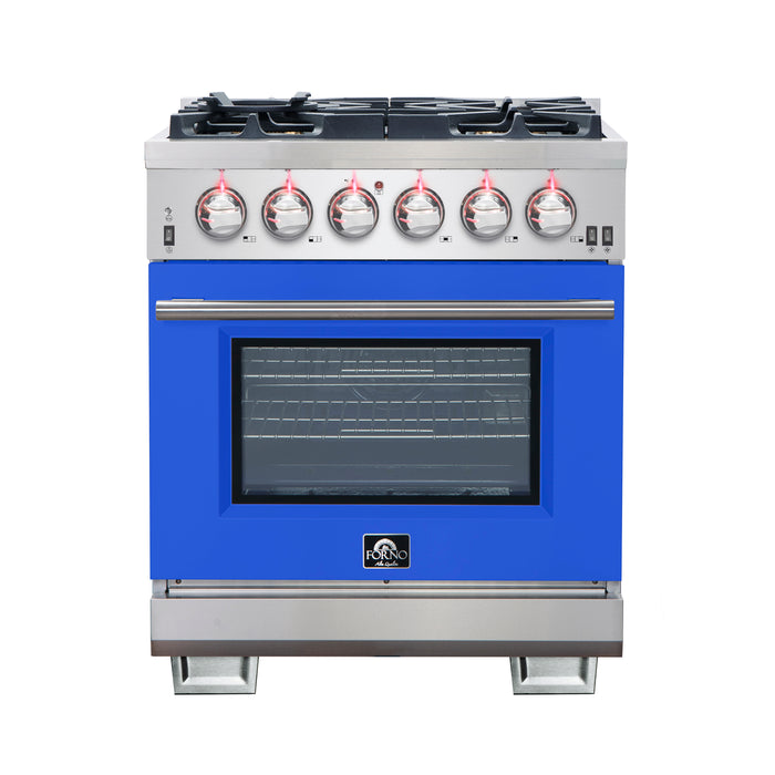 Forno Capriasca 30-Inch Freestanding Gas Range, 4 Burners, True Convection Oven