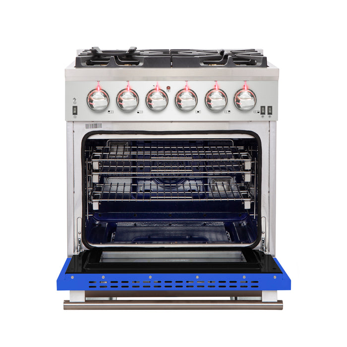 Forno Capriasca 30-Inch Freestanding Gas Range, 4 Burners, True Convection Oven