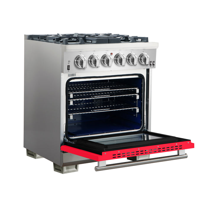 Forno Capriasca 30-Inch Freestanding Gas Range, 4 Burners, True Convection Oven