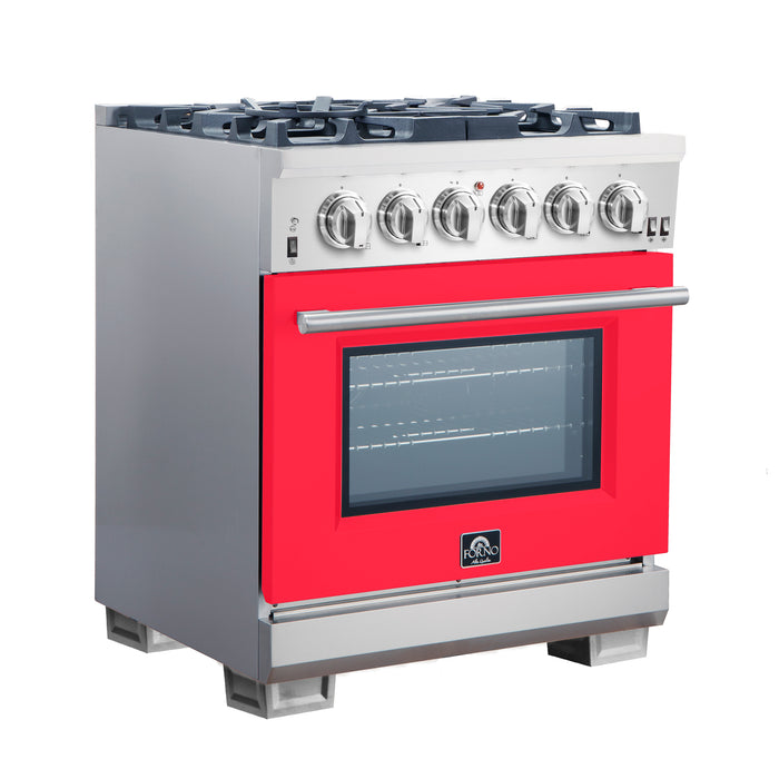 Forno Capriasca 30-Inch Freestanding Gas Range, 4 Burners, True Convection Oven