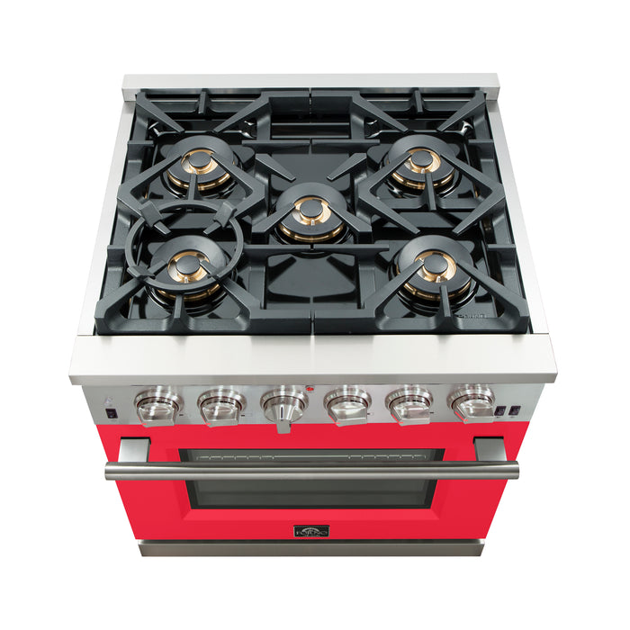 Forno Capriasca 30-Inch Freestanding Gas Range, 4 Burners, True Convection Oven