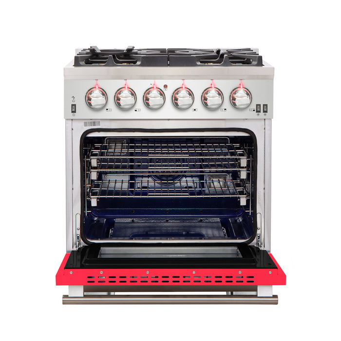 Forno Capriasca 30-Inch Freestanding Gas Range, 4 Burners, True Convection Oven