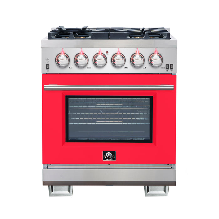 Forno Capriasca 30-Inch Freestanding Gas Range, 4 Burners, True Convection Oven