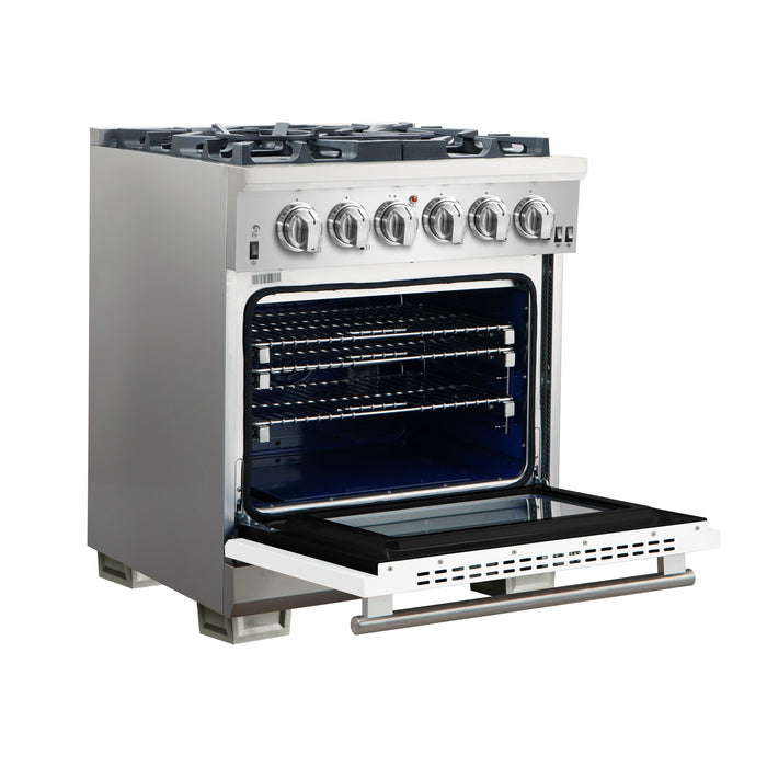 Forno Capriasca 30-Inch Freestanding Gas Range, 4 Burners, True Convection Oven