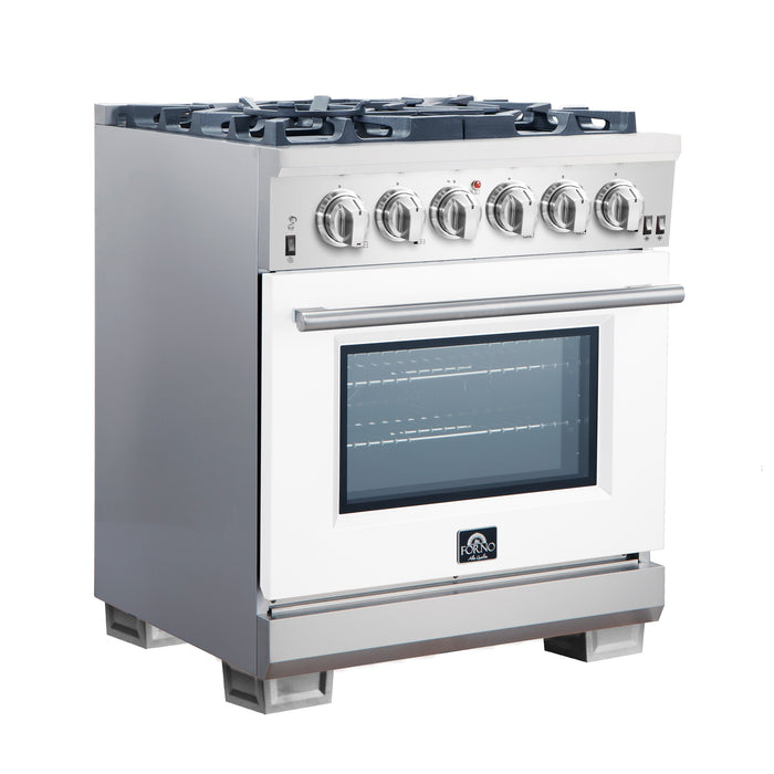 Forno Capriasca 30-Inch Freestanding Gas Range, 4 Burners, True Convection Oven