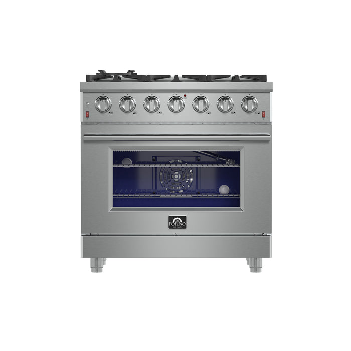 Forno Massimo 36-Inch Freestanding Gas Range, 6 Sealed Burners, Convection Oven, Energy Efficient