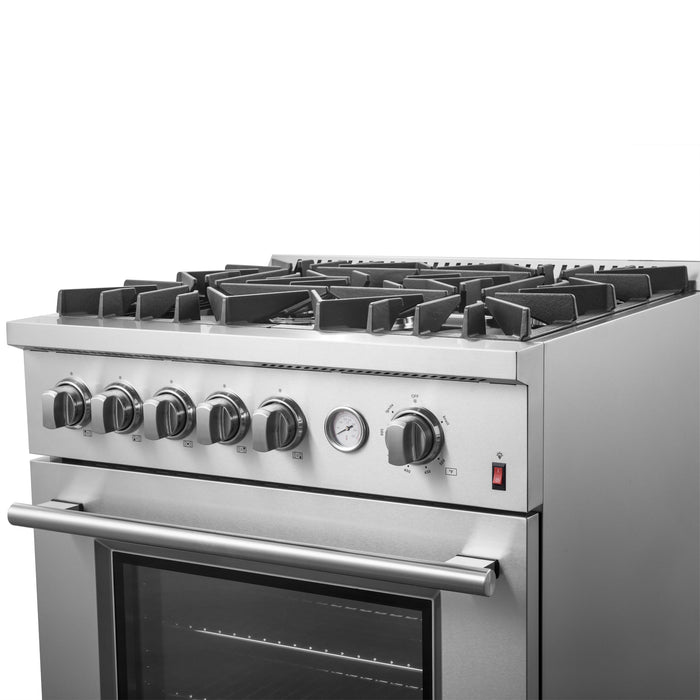 FORNO Giovanni 30-inch Gas Range Stainless Steel, 5 Burners 67,000 BTU, 4.32 cu.ft. Convection Oven