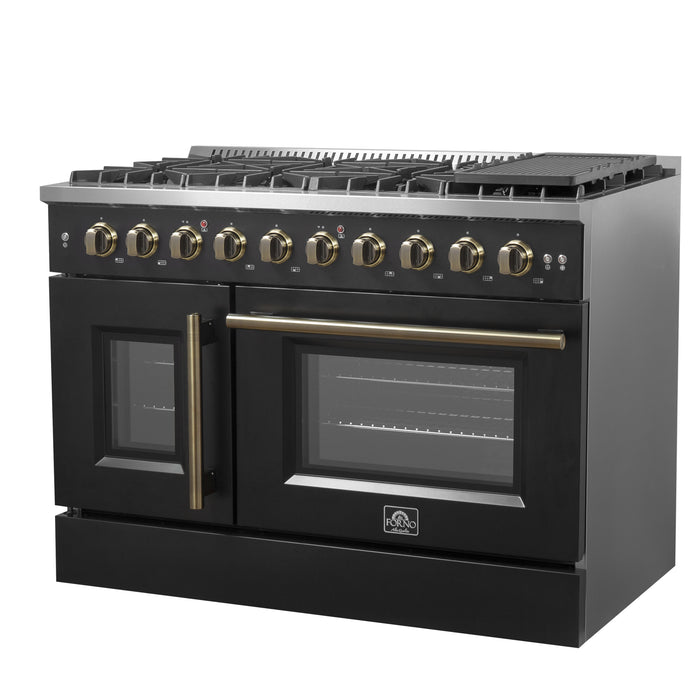 Forno Galiano 48" Freestanding French Door Gas Range in Black