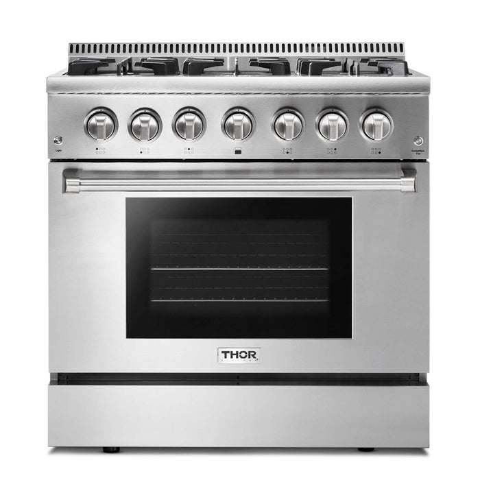 Thor Kitchen 36 Inch Professional Dual Fuel Range in Stainless Steel