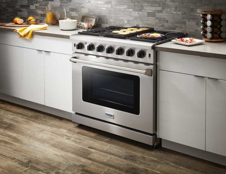 Thor Kitchen 36 Inch Gas Range in Stainless Steel