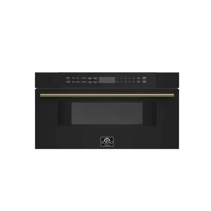 Forno Capoliveri Espresso 30-Inch Microwave Drawer, Black, 1.2 cu.ft, 1000 Watts, Built-In, Touch Control LCD Display, Auto-Touch Open/Close, 11 Power Levels, Sensor Cooking