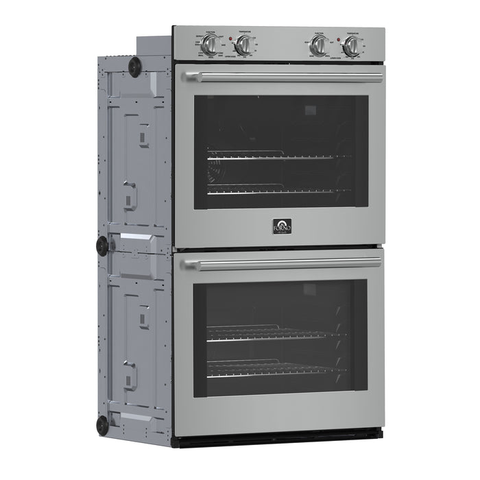 Forno Vomero 30-Inch Double Wall Oven, Stainless Steel, 10 cu.ft Total Capacity, 7100W Convection, Mechanical Controls, Self-Cleaning Function