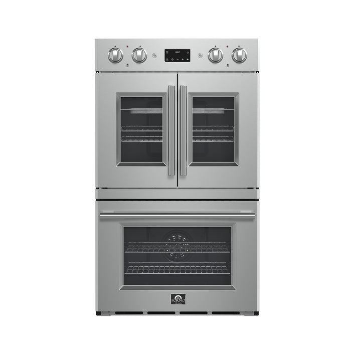 Forno Asti 30-Inch Double Electric Wall Oven with Upper French Doors in Stainless Steel, 7.36 cu. ft. Dual True Convection, 7,200W, Air Fry, Sous Vide, Self-Clean